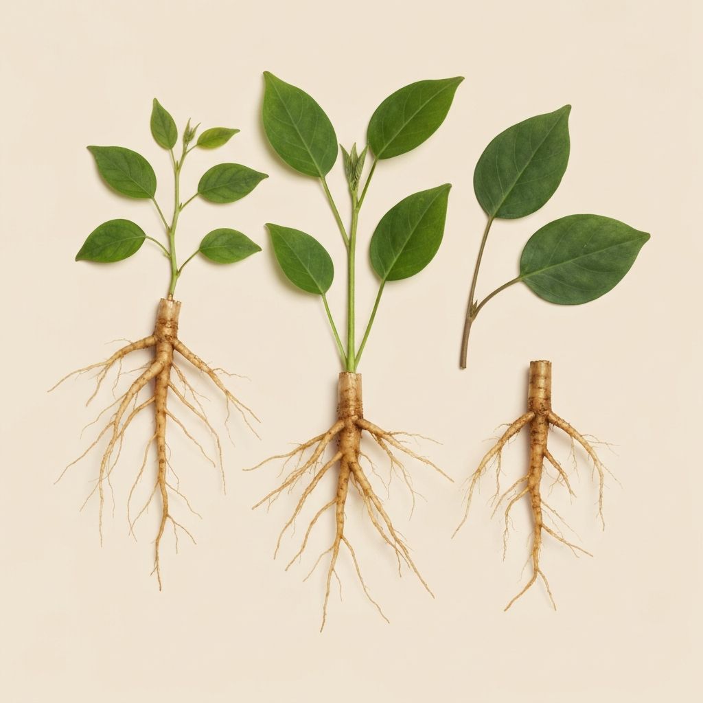 Botanische Wurzeln und Blätter in Studio-Fotografie